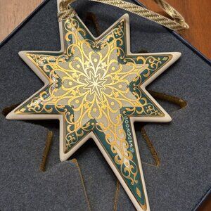 Baroque Star-Spruce Green With Gold - Boxed Wedgwood Christmas Ornament by Wedgw